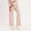 Pantalon tricot jambe large sable femme