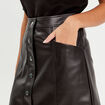 Jupe trapèze simili cuir noir femme