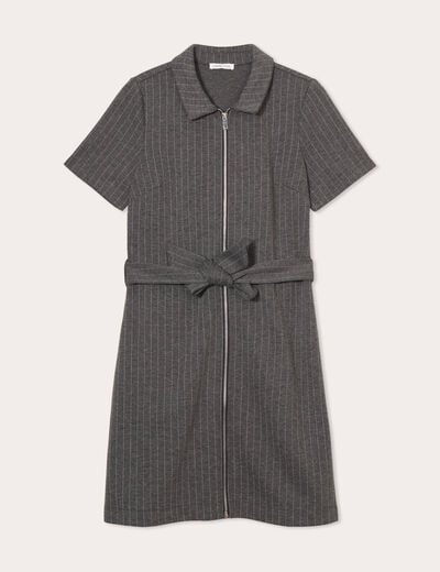Robe droite zippée gris foncé femme