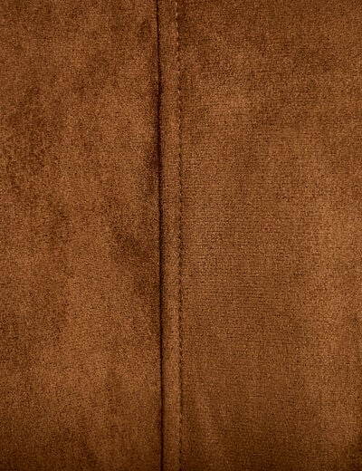 Trench droit manches longues aspect daim marron femme
