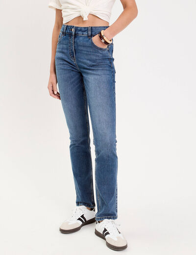 Jean droit regular taille standard denim stone femme