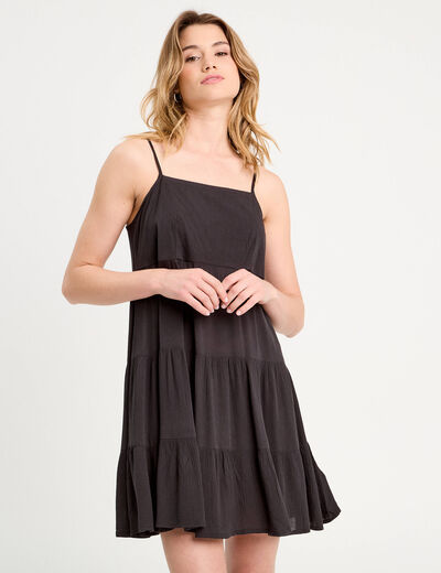 Robe évasée bretelles noir femme
