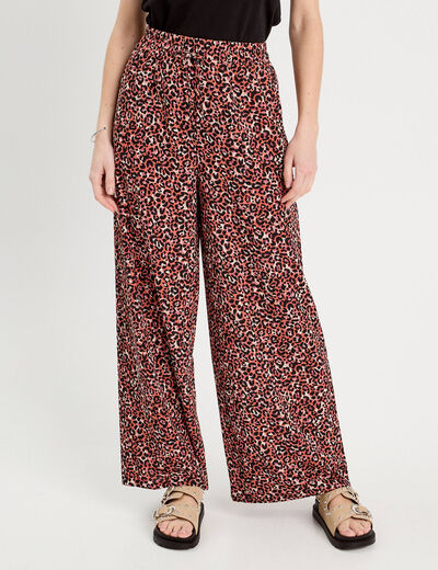 Pantalon fluide rouge femme