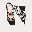 Sandales à talon aspect daim noir femme
