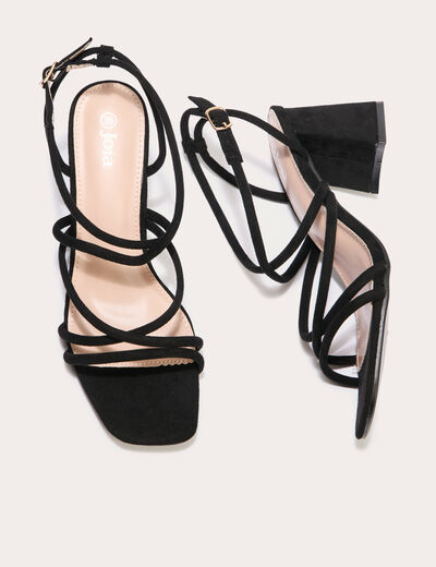 Sandales à talon aspect daim noir femme