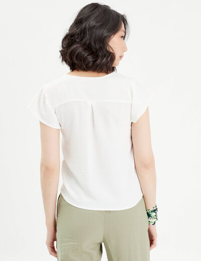 Blouse manches courtes ecru femme