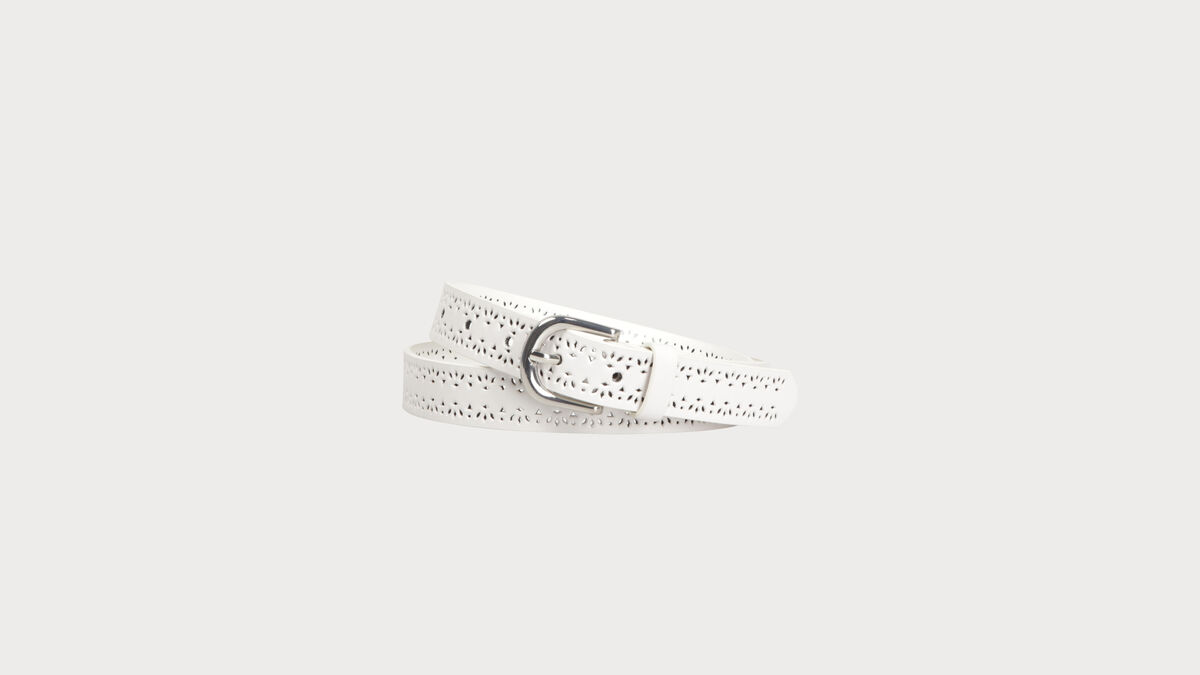 Ceinture folk ajourée ecru femme