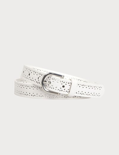 Ceinture folk ajourée ecru femme