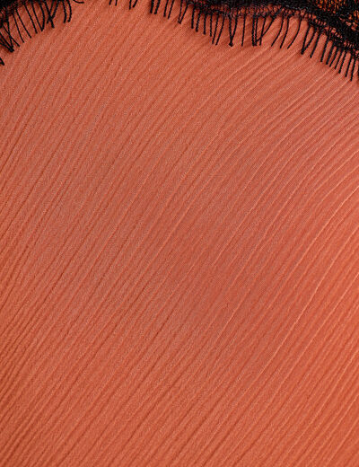 Robe longue droite bretelles terracotta femme
