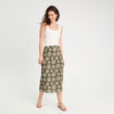 Jupe midi évasée vert kaki femme