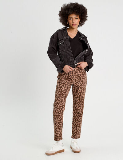 Pantalon mom slim beige femme
