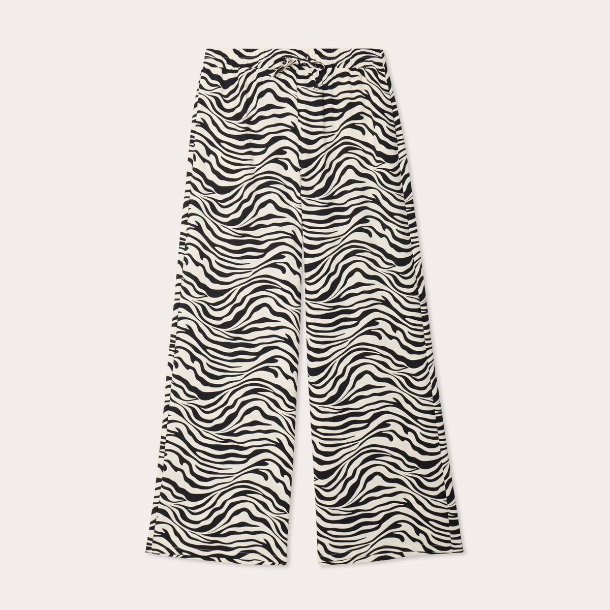 Pantalon large taille haute blanc femme