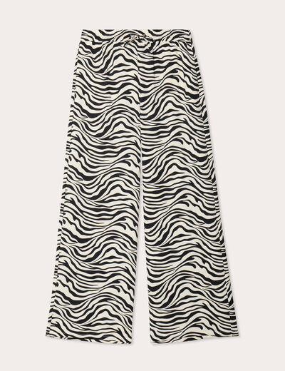 Pantalon large taille haute blanc femme