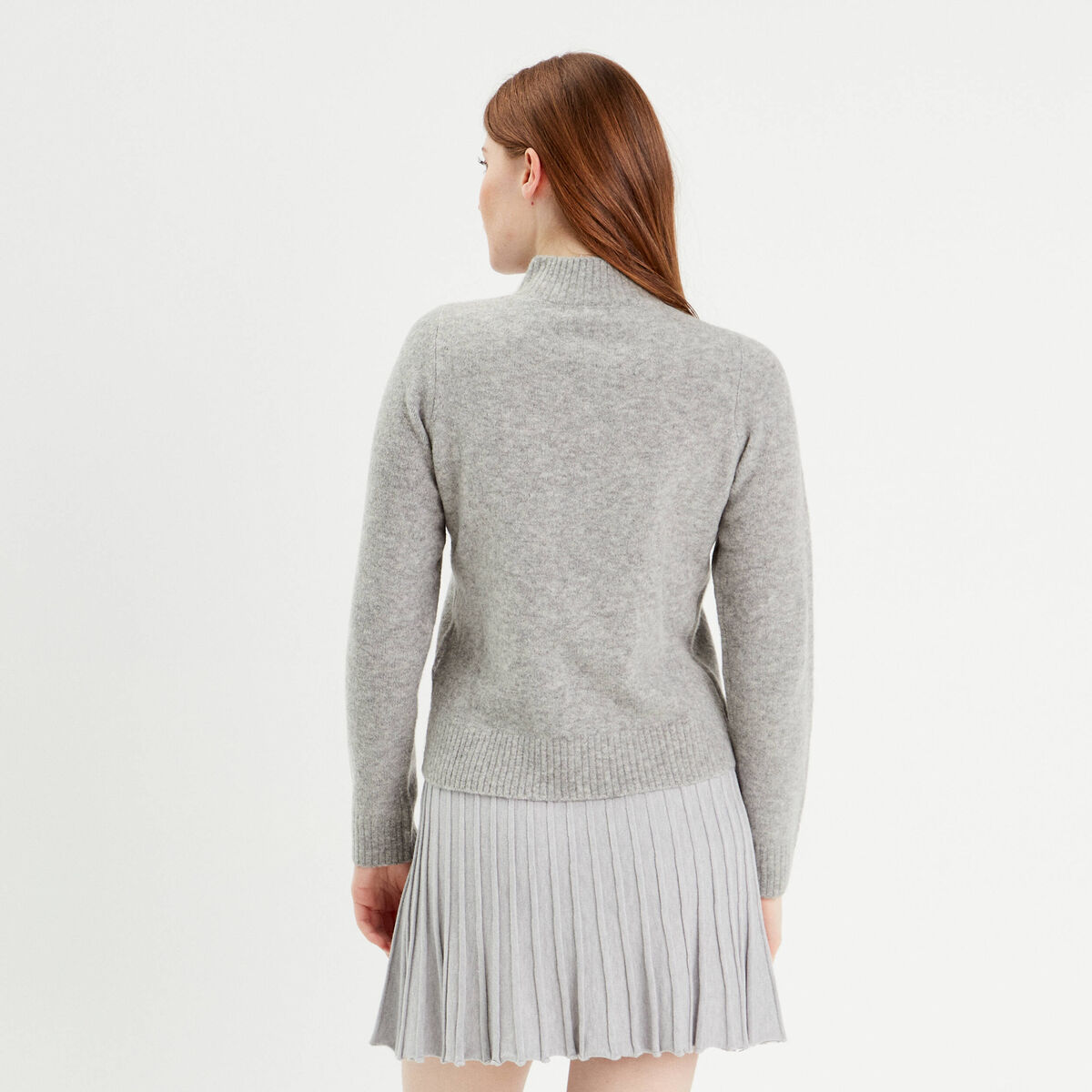 Pull col montant gris foncé femme