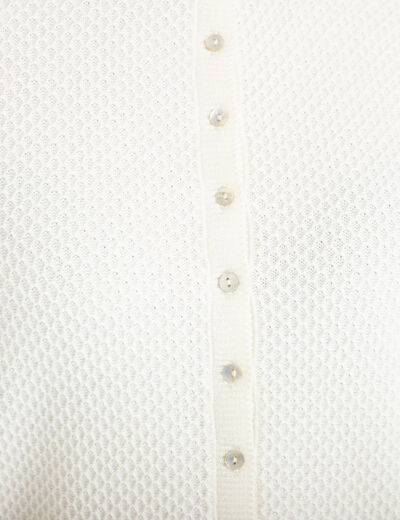 Gilet ajour&eacute; manches longues ecru femme