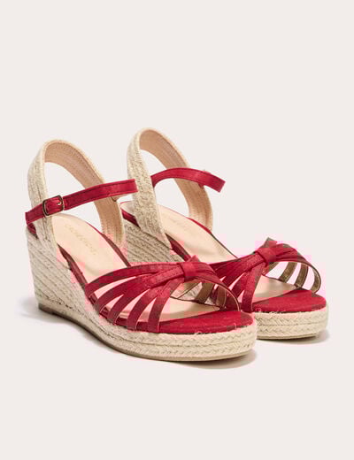 Sandales compensées vieux rose femme