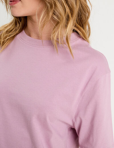 T-shirt oversize col rond vieux rose femme