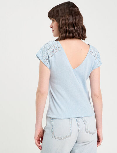 T-shirt manches courtes bleu clair femme