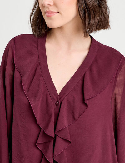Blouse avec volants prune femme