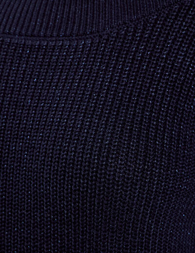 Pull col bateau bleu marine femme