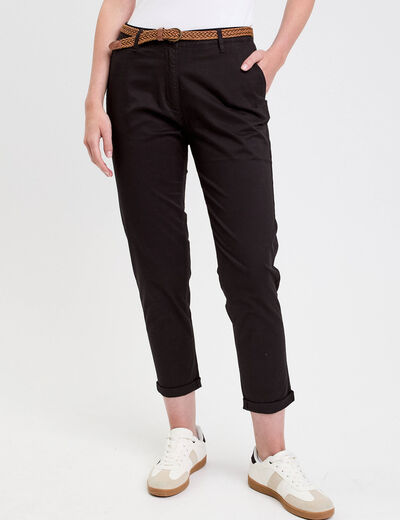 Pantalon chino 7/8ème noir femme