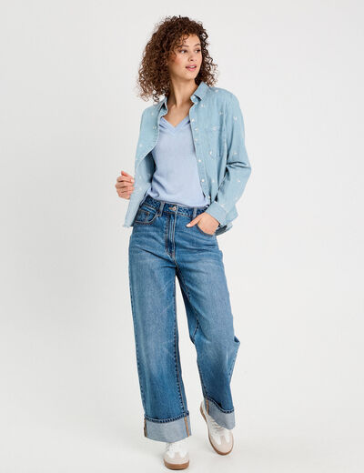 T-shirt manches courtes bleu clair femme