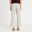 Pantalon large cropped taille haute vert kaki femme