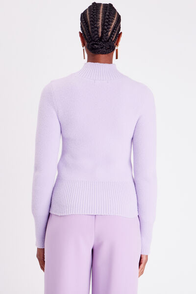 Pull avec col montant violet clair femme