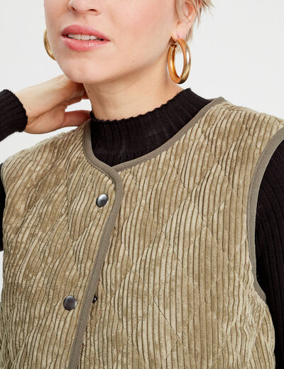 Gilet sans manches velours vert femme