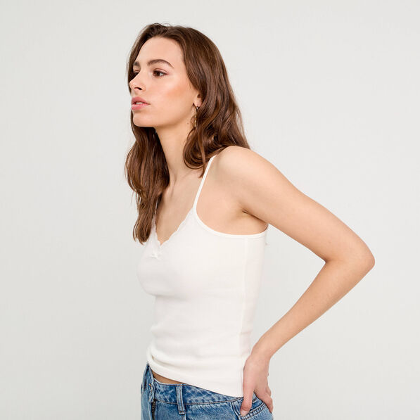 debardeur details dentelle ecru femme Débardeur détails dentelle ecru femme