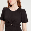Robe midi ajustée col rond noir femme