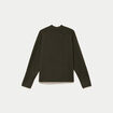 Pull col montant manches longues vert kaki femme