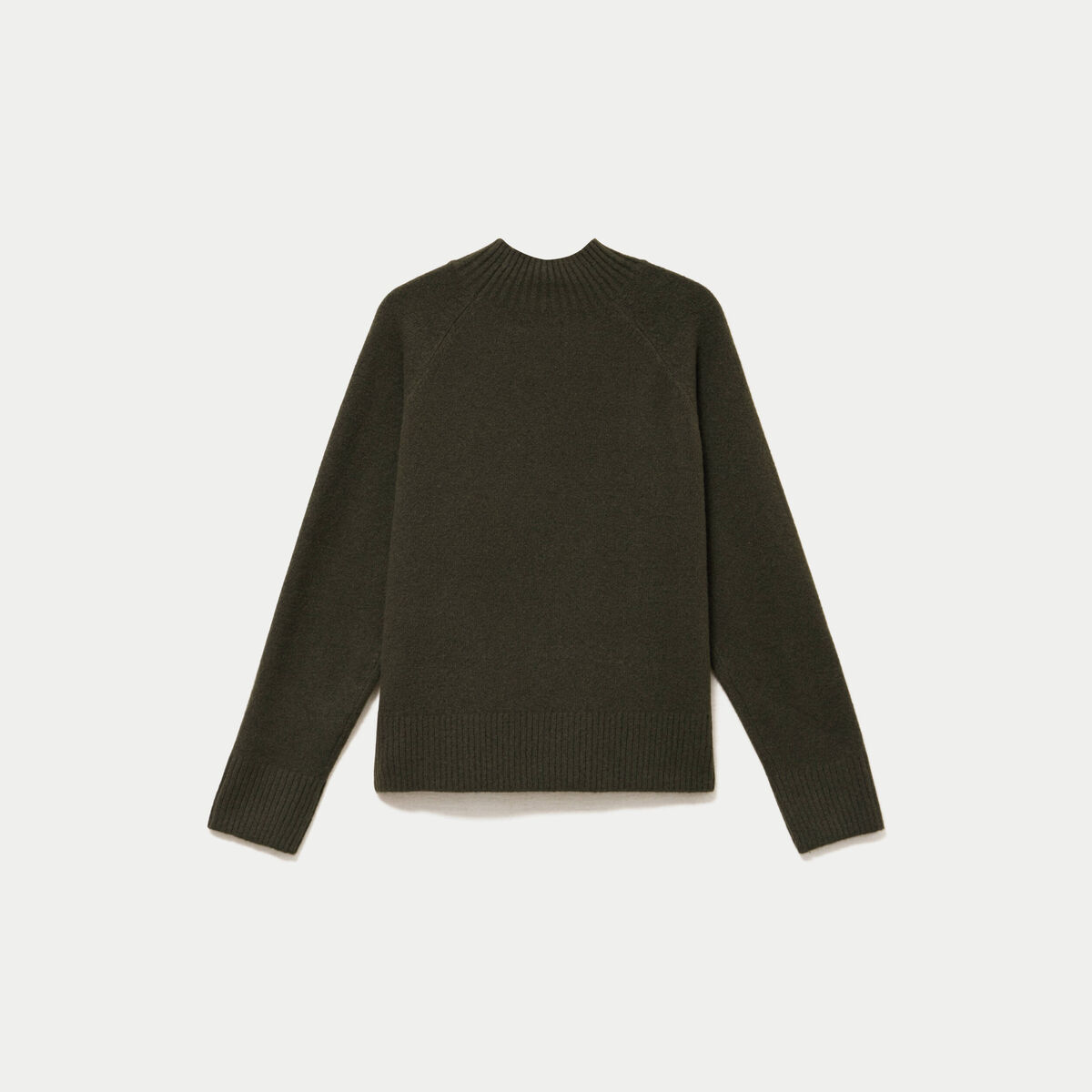 Pull col montant manches longues vert kaki femme
