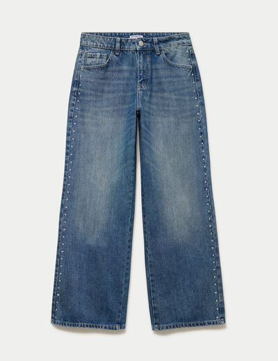 Jean wide leg taille basse denim double stone femme