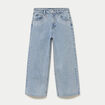 Jean wide leg cropped taille standard denim bleach femme