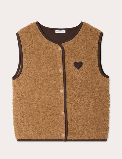 Gilet effet polaire marron clair femme