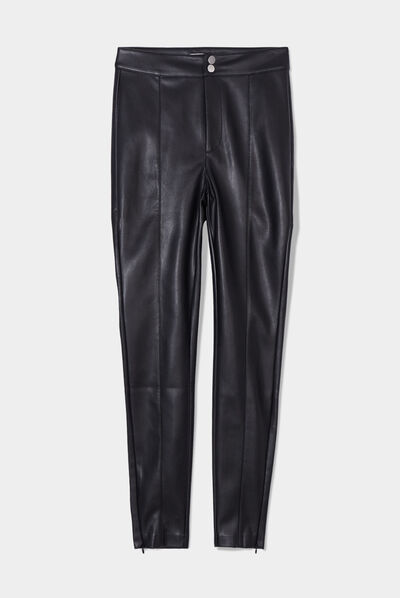 Legging simili cuir noir femme