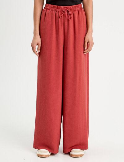 Pantalon large fluide vieux rose femme