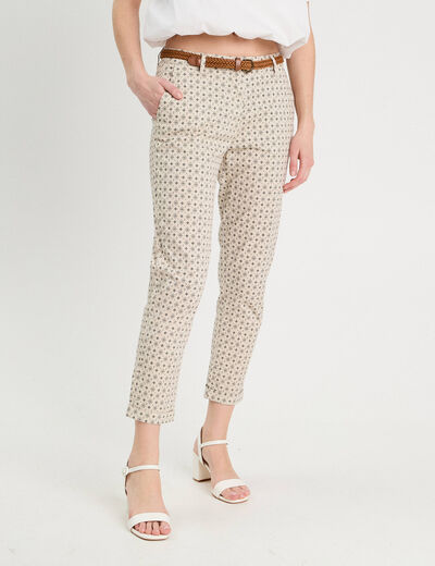 Pantalon chino slim 7/8ème blanc femme