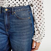Jeans wide leg taille haute bleu fonc&eacute; femme