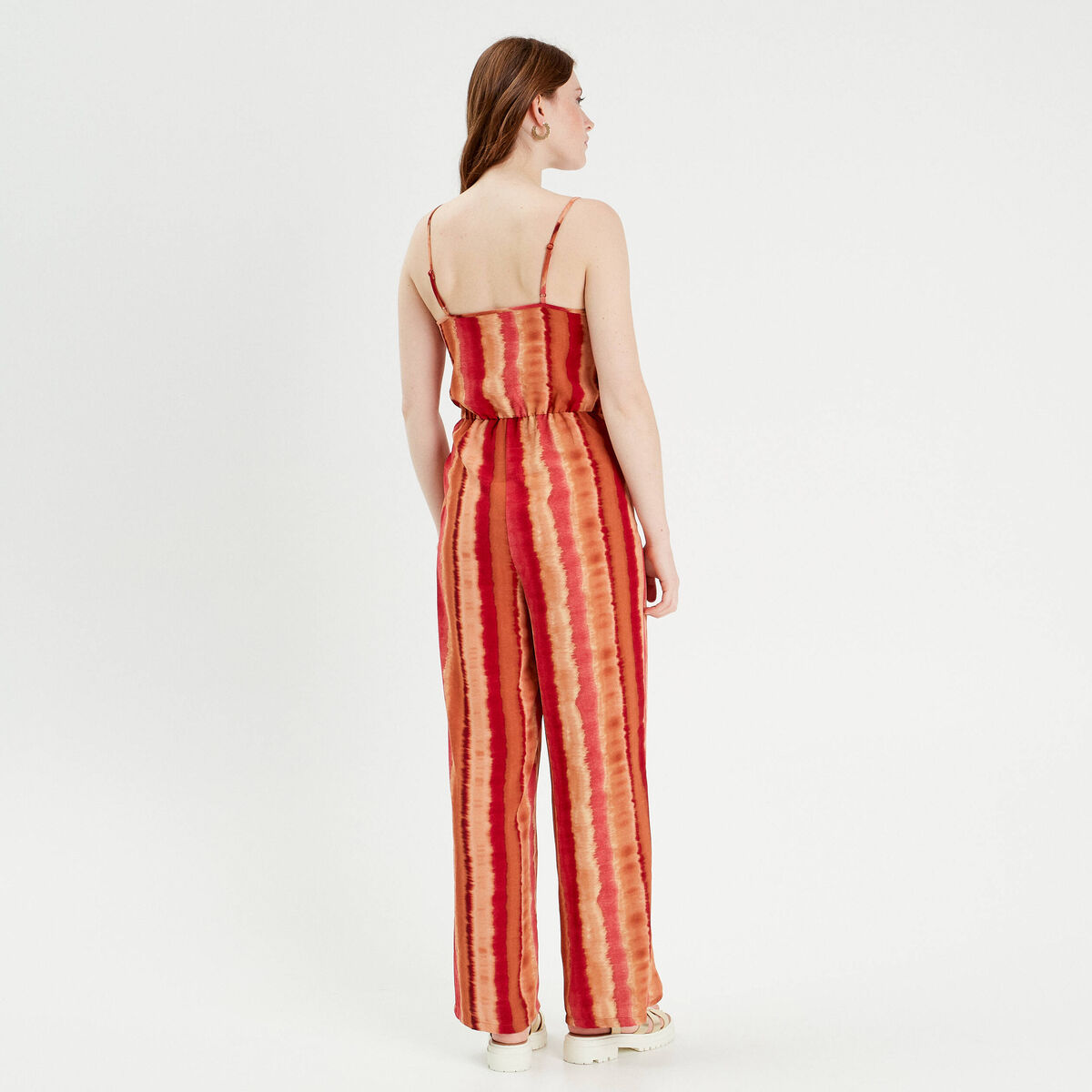Combinaison pantalon avec pans rouge femme
