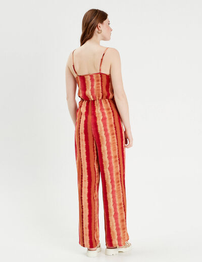 Combinaison pantalon avec pans rouge femme