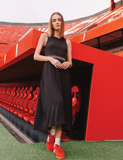 Robe longue effet 2-en1 noir femme