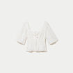 Blouse cintr&eacute;e col carr&eacute; dentelle ecru femme