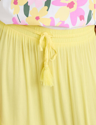 Jupe longue pliss&eacute;e &eacute;vas&eacute;e jaune pastel femme