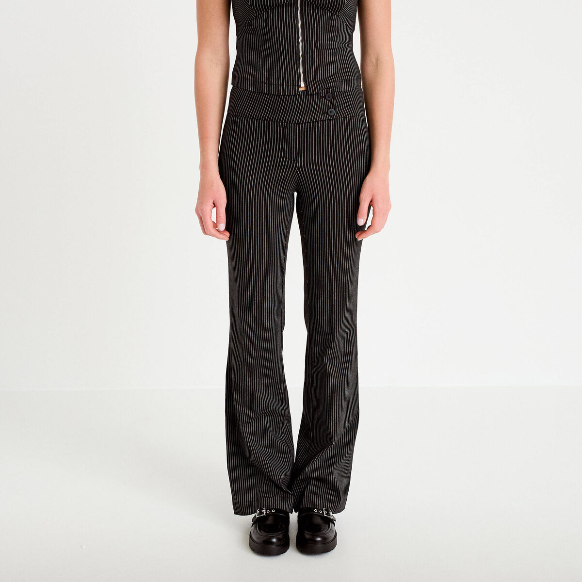 Pantalon bootcut taille basse noir femme
