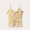 Blouse bretelles fines noeuds jaune clair femme