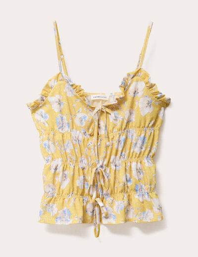 Blouse bretelles fines noeuds jaune clair femme