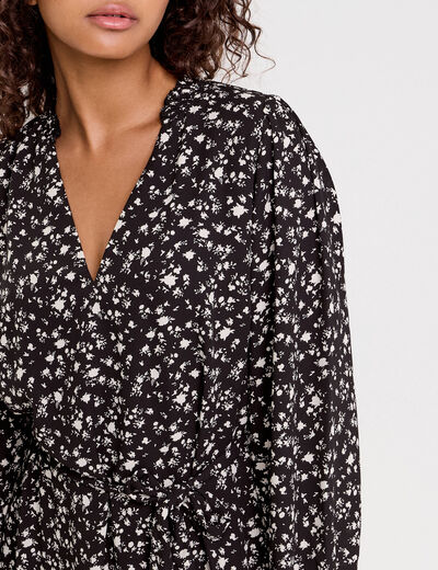 Robe droite ceintur&eacute;e blanc femme