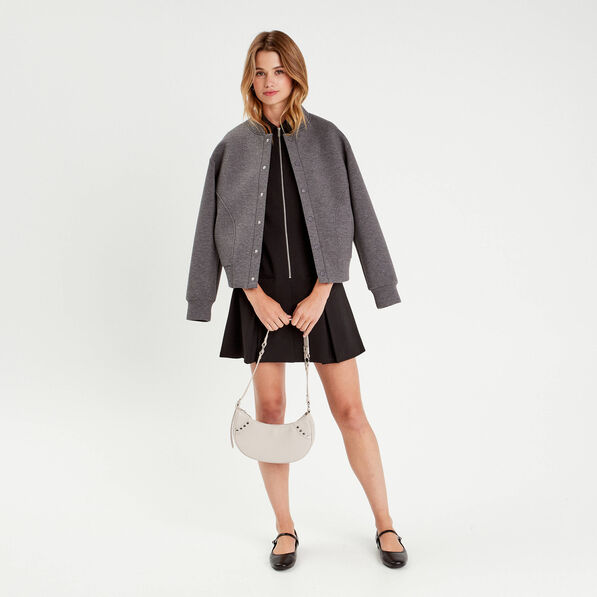 Robe trapèze zippée noir femme
